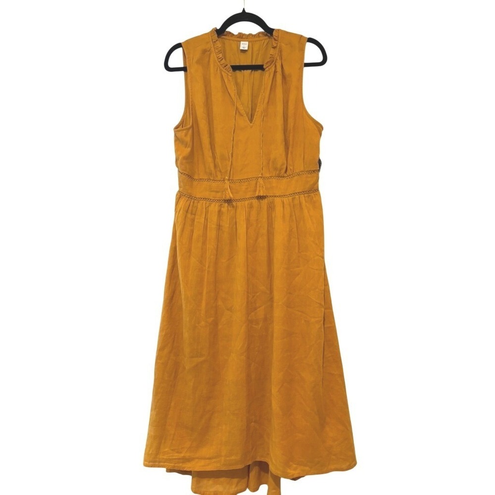Old Navy butterscotch yellow sz L cotton sleeveless boho maxi dress JJ